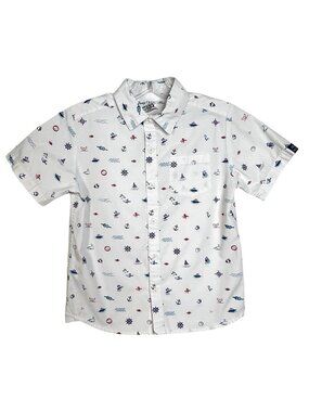 Disney Cruise Line Cotton Button Up Shirt Polo Nautical Mickey Mouse Boys M